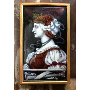 Enamel Plaque Profile Of A Woman Neo Renaissance 19th Century 