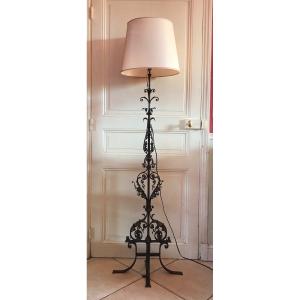 Wrought Iron Floor Lamp By Ferdinand Marrou Circa 1890