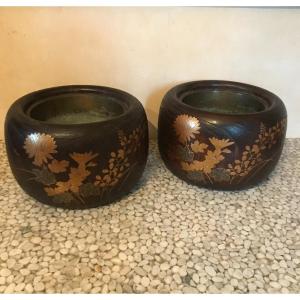 Pair Of Hibachi Braziers, Japan, Meiji Period