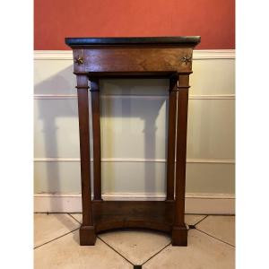 Directoire Console In Walnut With Grey Marble Top 