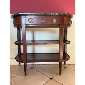 Half Moon Console In Mahogany With Marble Top, Directoire Period