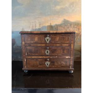 Louis XIV Veneered Wood Master's Chest Of Drawers, Attributable To Hache, 18th Century