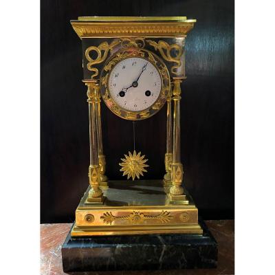 Empire Period Gilt Bronze Clock