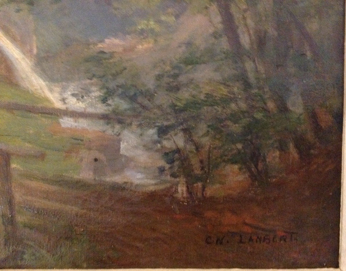 Landscape Painting Signed Cnlambert-photo-1