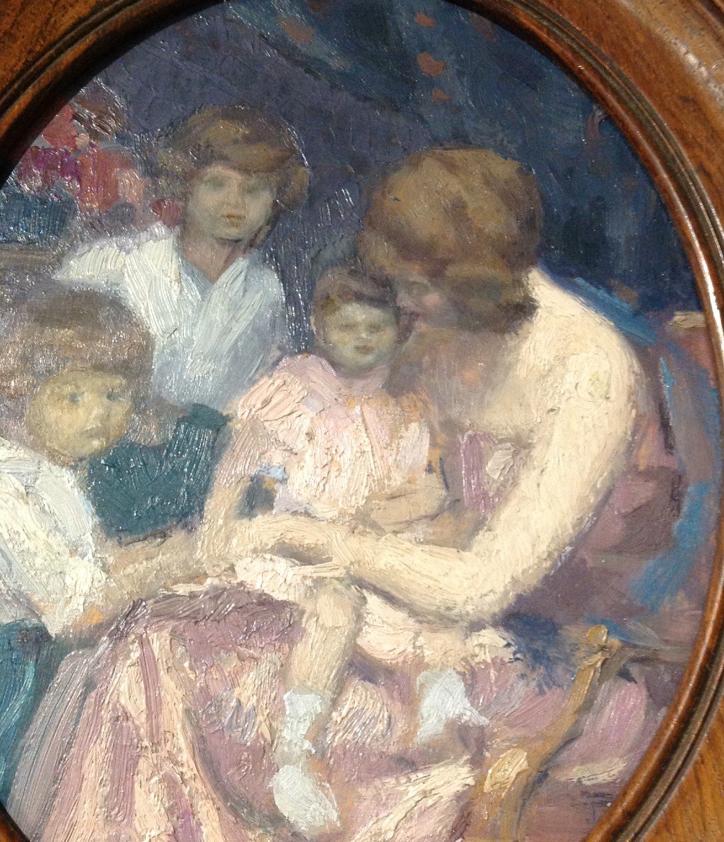 Tableau "Mère et ses enfants"-photo-3