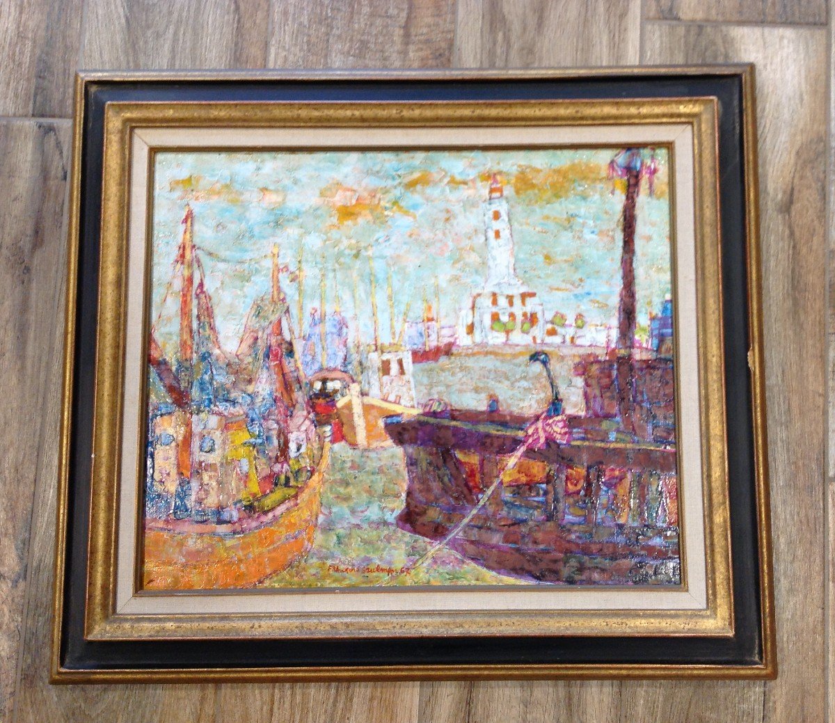 Tableau "le Port Jaune " De François Szulman-photo-7