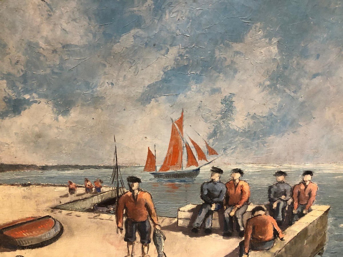 Tableau "marins Bretons" De Jean Kerguenne-photo-4