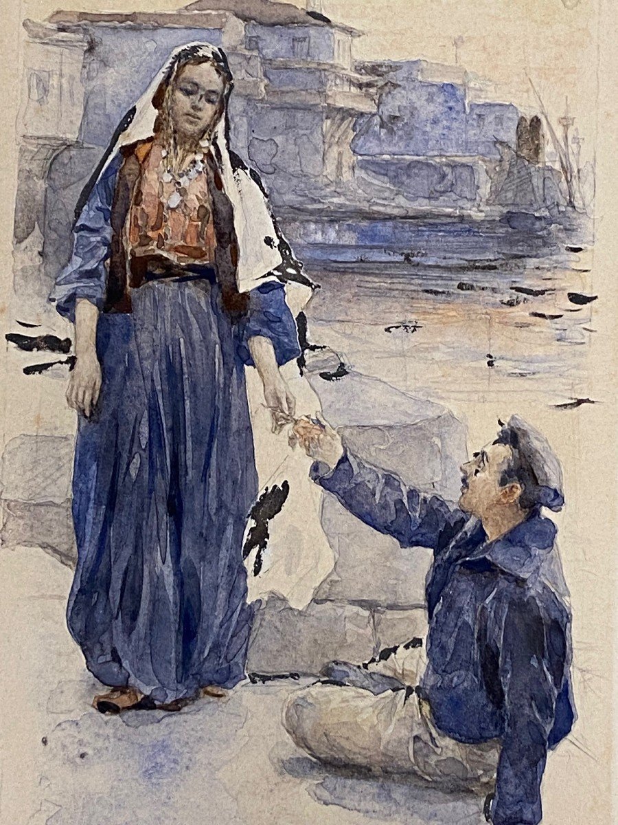 Aquarelle Scène De Genre Signée Myrbach