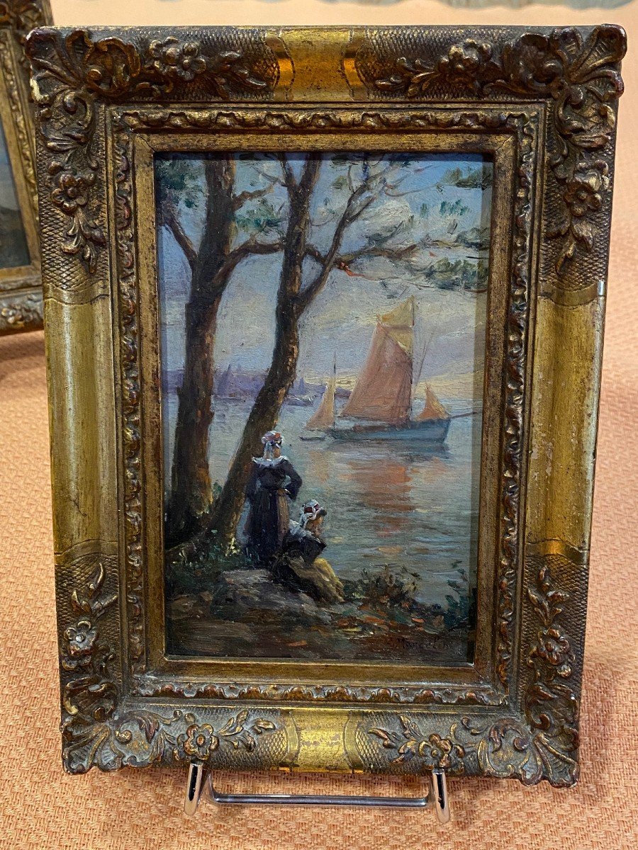 Lot Of Two Small Brittany Paintings By Jacques Marcelin-photo-2