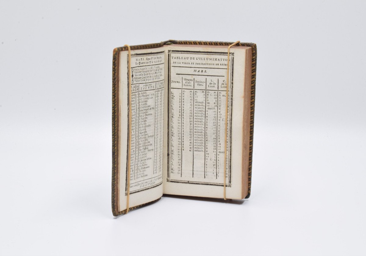 Livre Ancien : Almanach De La Ville Et Du Diocèse De Reims 1790 Reliure Maroquin Aux Armes-photo-4