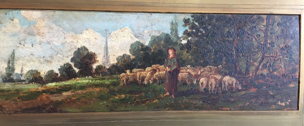 Painting Pastoral Scene Late 19th-photo-3