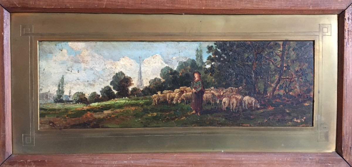 Painting Pastoral Scene Late 19th