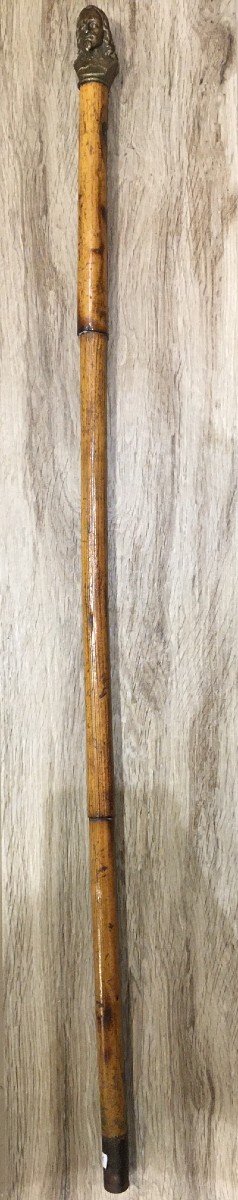 XVIIIth Bronze Man's Head Cane-photo-2