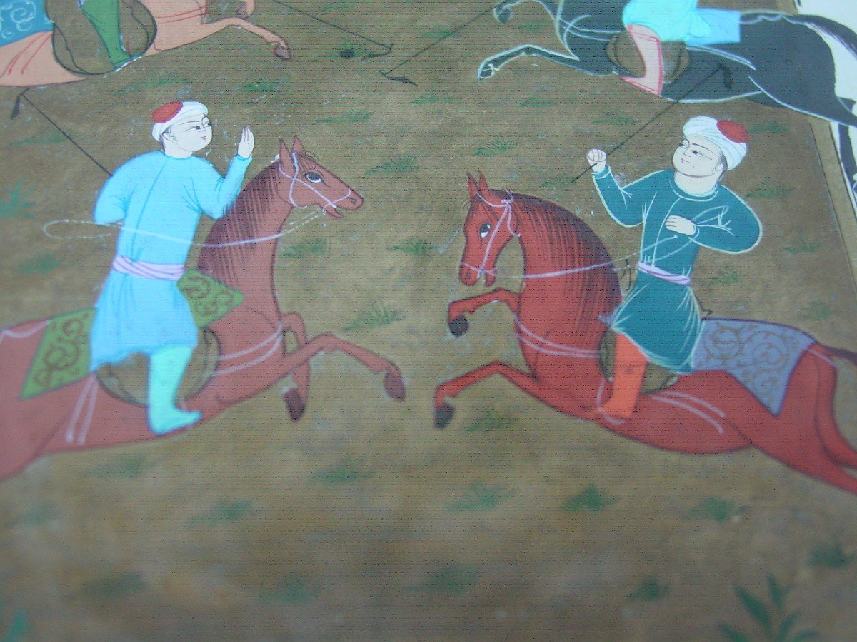 Miniature Indo-persanne Joueurs De Polo - Tchougan -photo-3