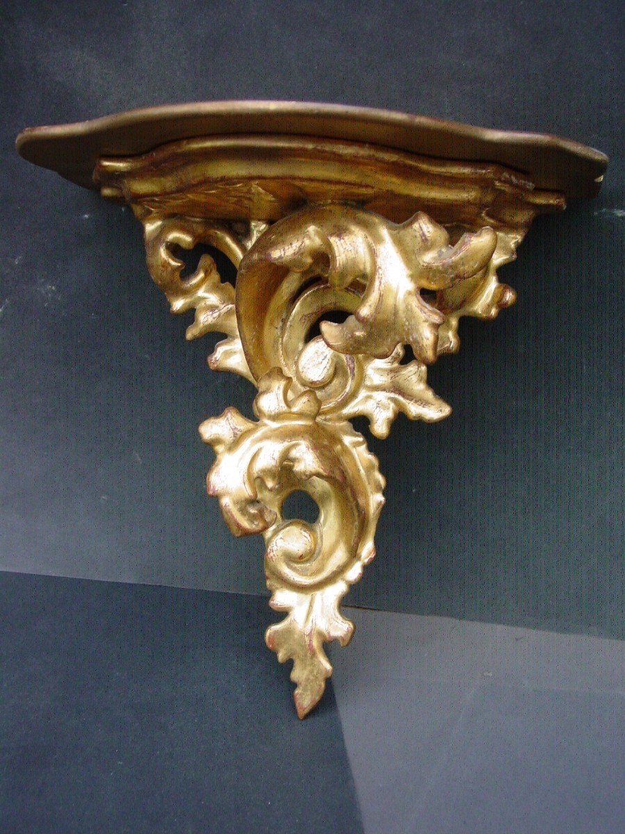 Rocaille Golden Wall Console Italy 1880-photo-4