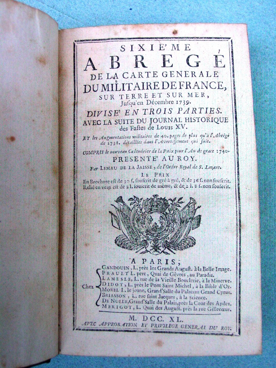 1740 Sixième Abrégé Du Militaire De France Sur Terre Et Sur Mer Par Lemeau De La Jaisse -photo-4