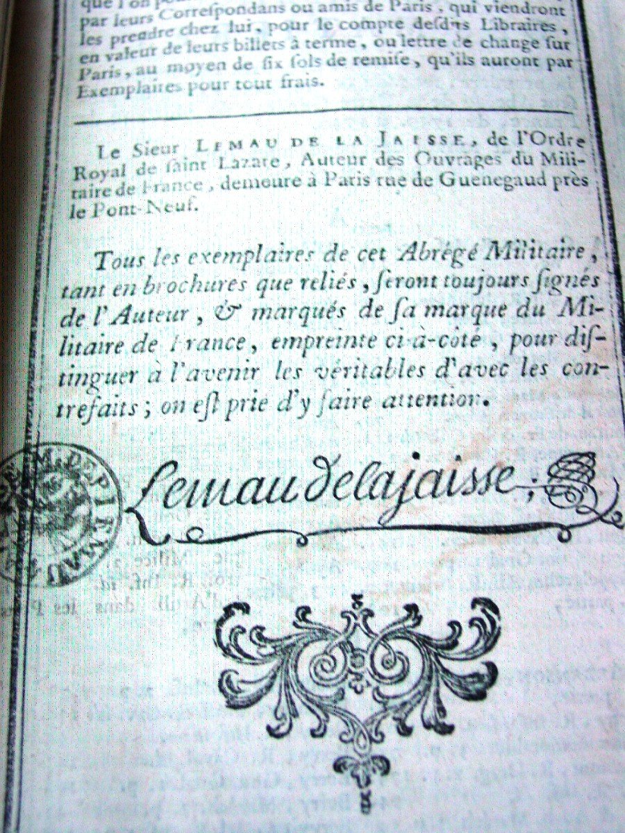 1740 Sixième Abrégé Du Militaire De France Sur Terre Et Sur Mer Par Lemeau De La Jaisse -photo-2