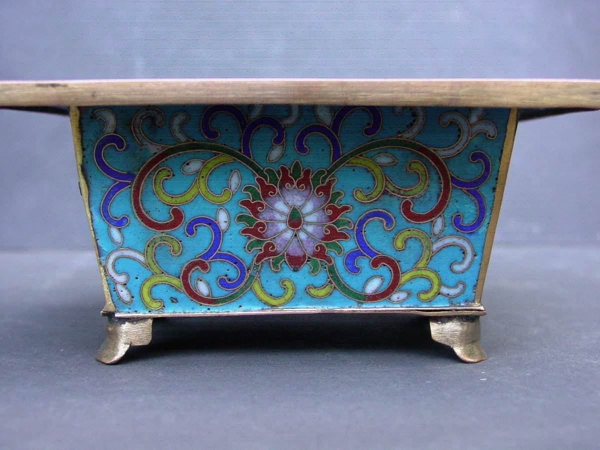 China Small 19th Cloisonne & Golden Qing Planter-photo-2