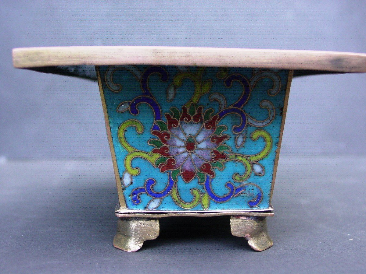 China Small 19th Cloisonne & Golden Qing Planter-photo-7