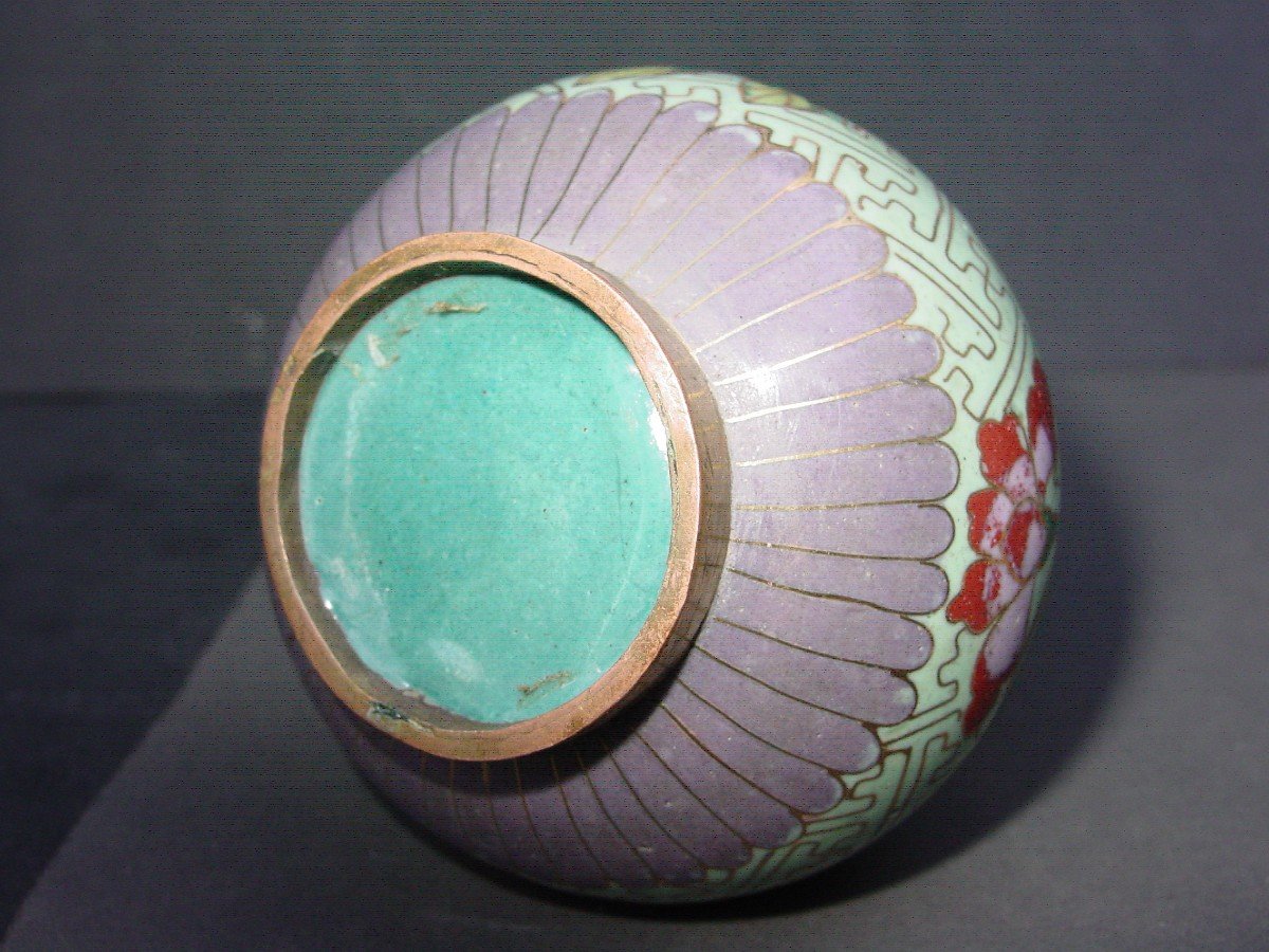 Small Japanese Cloisonne Vase Circa 1920-photo-4