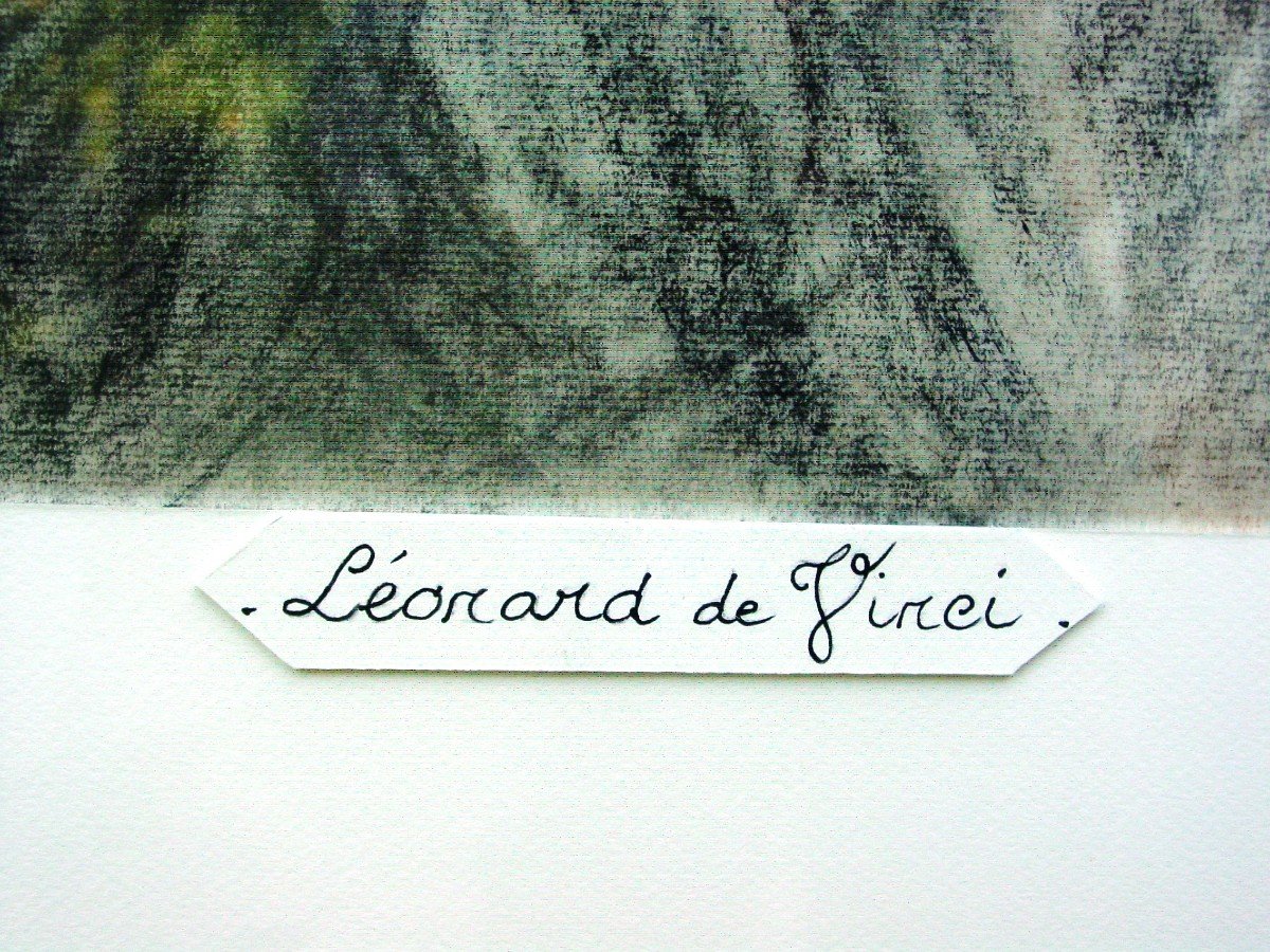 Grand Dessin Portrait De Léonard De Vinci d'Aprés l'Auto-portrait De Florence -photo-4