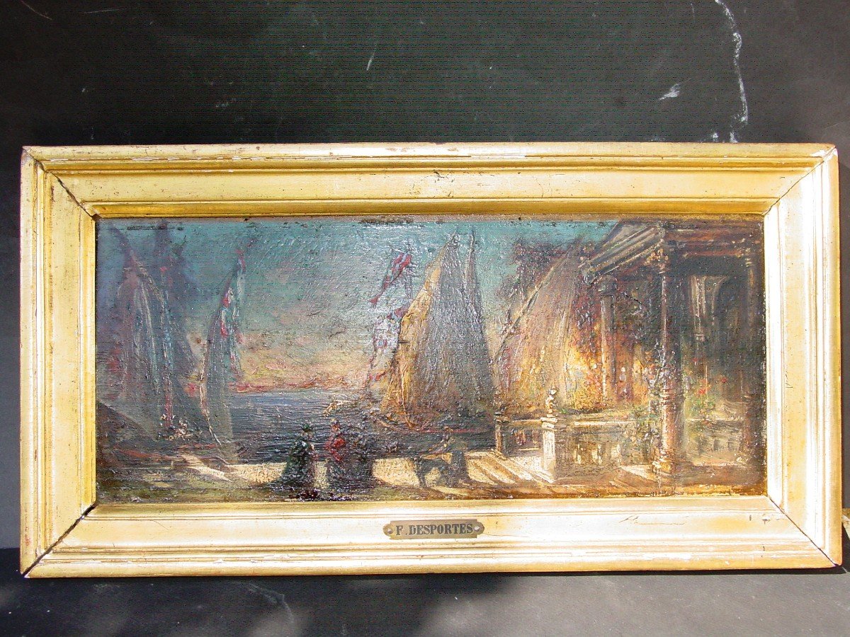 Italian Or Mediterranean Landscape Oil On Panel F. Desportes 1893-photo-5