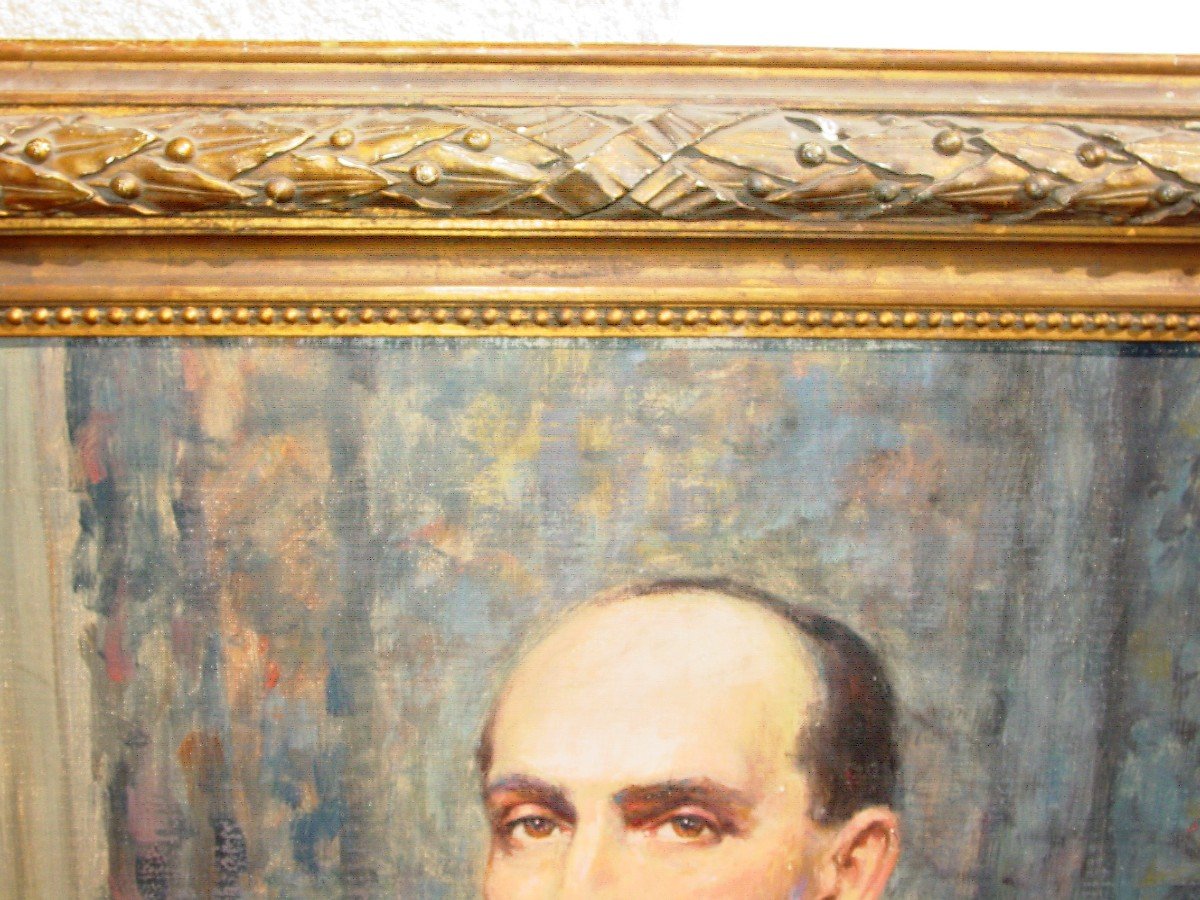 Large Portrait Of Intellectual Or Artist 1922 By Yvonne Thivet-photo-3