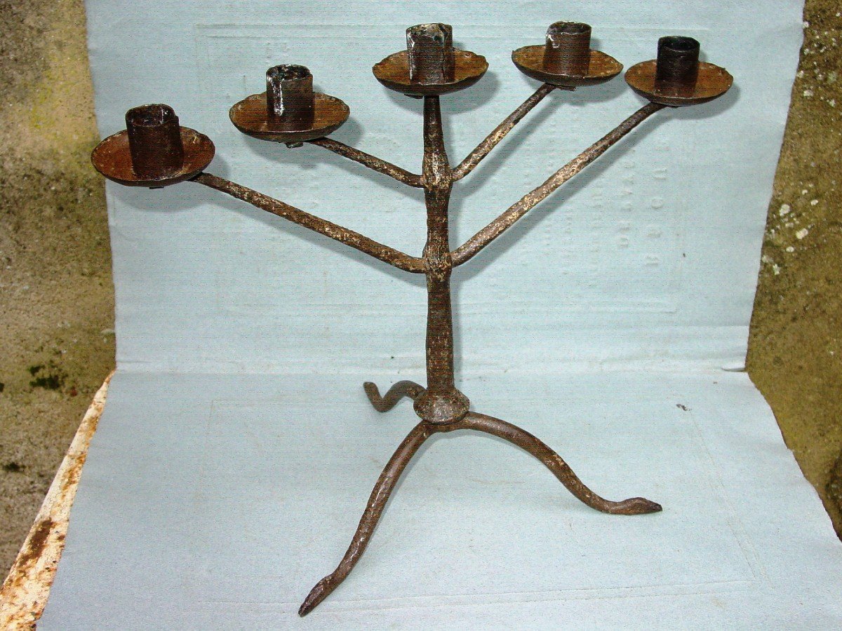 Candleholder, 5-branch Candlestick. Attributed To The Ateliers De Marolles-photo-4