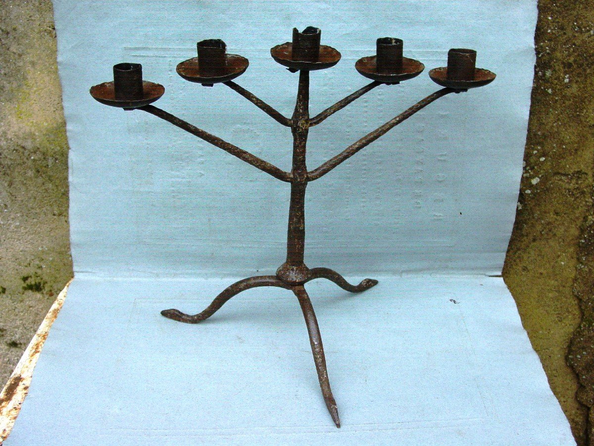 Candleholder, 5-branch Candlestick. Attributed To The Ateliers De Marolles-photo-5