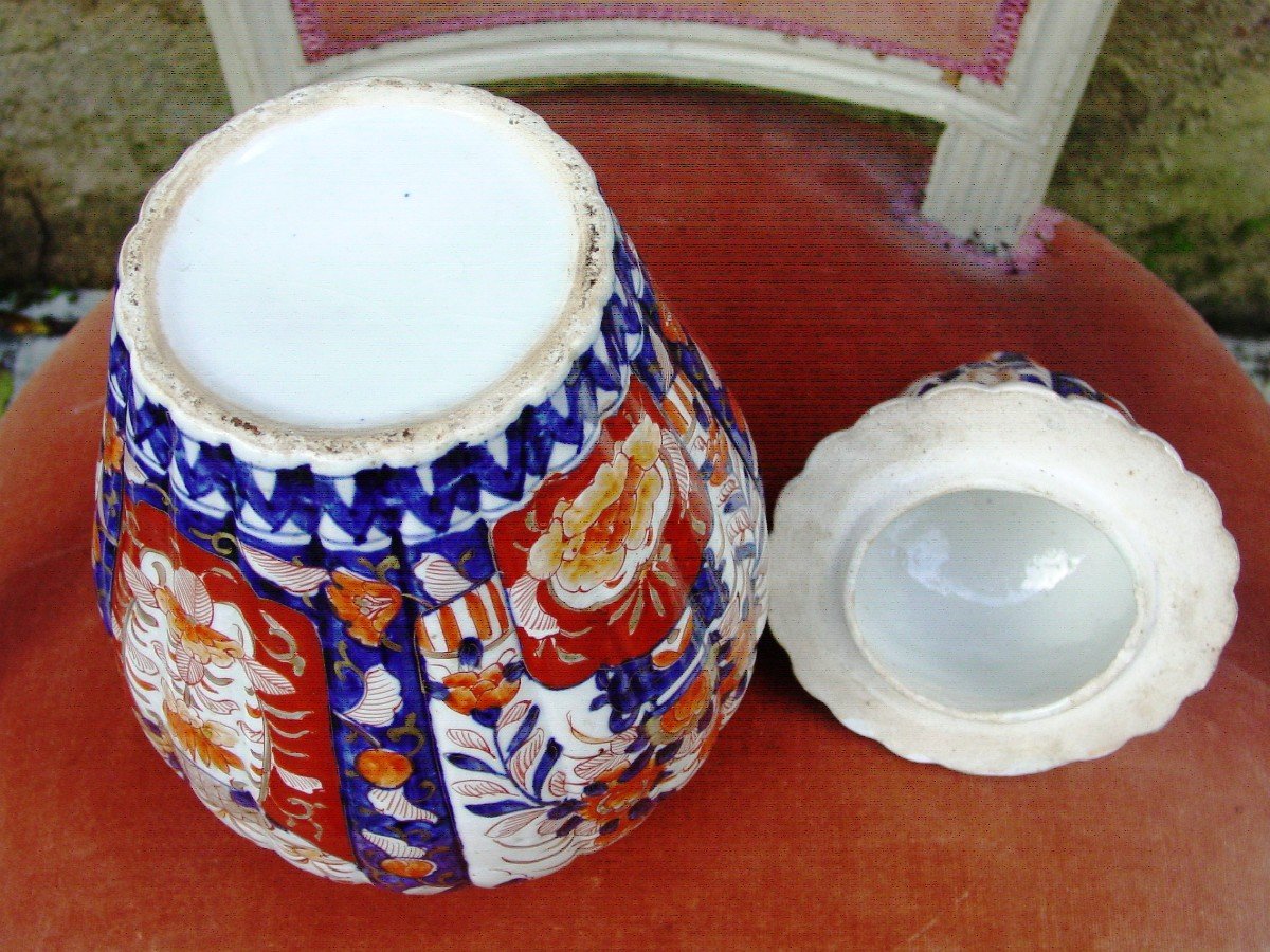 Paire Potiches Vases Couvertes  Style Imari Du Japon -photo-3
