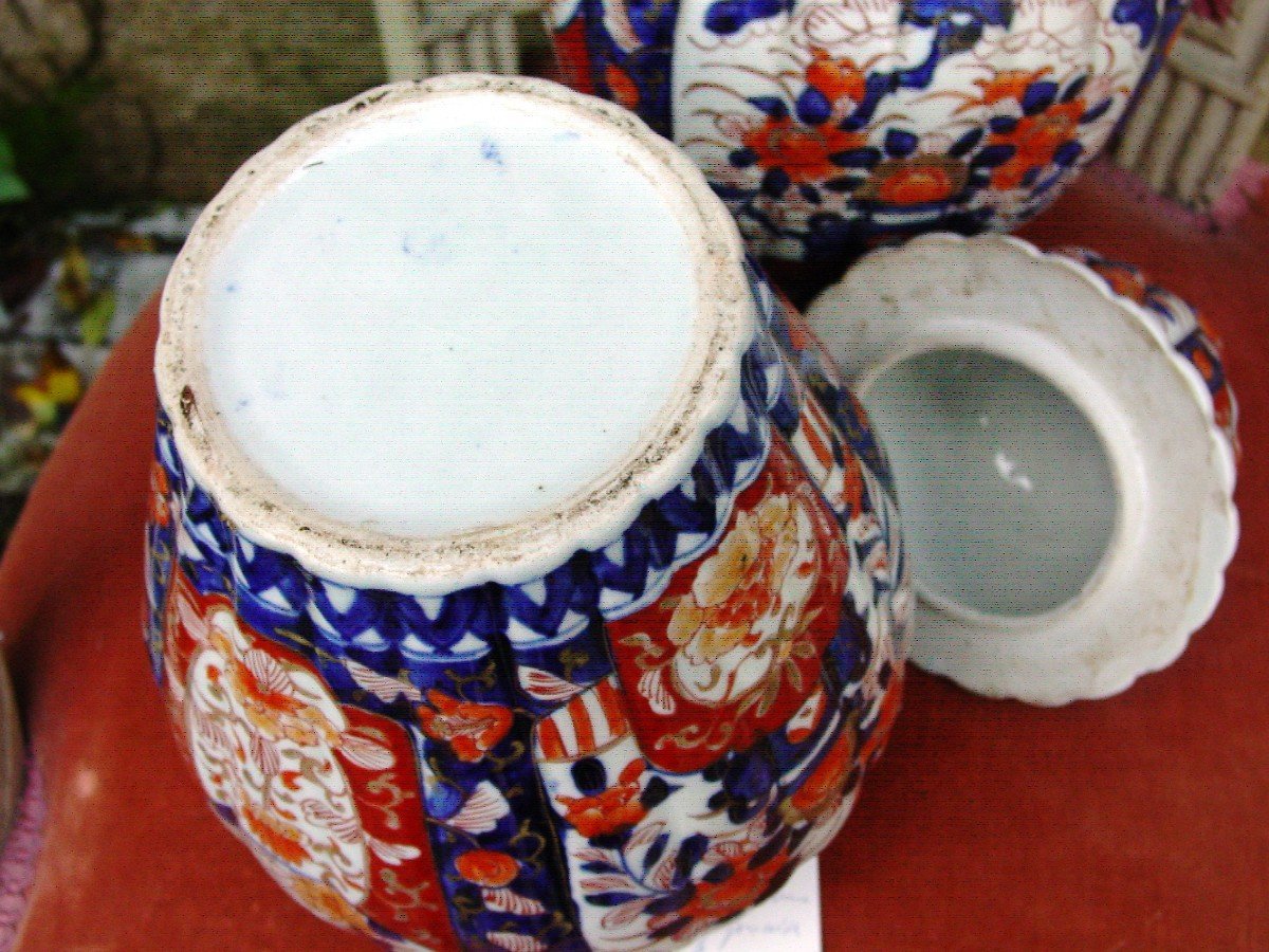 Paire Potiches Vases Couvertes  Style Imari Du Japon -photo-4