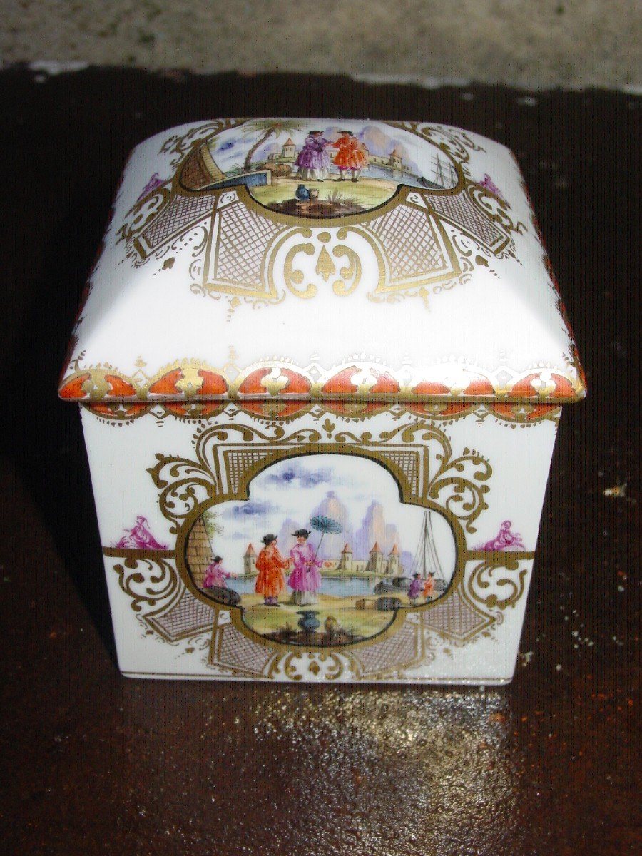 1900 Porcelain Box Meissen Style Decor From The 18th