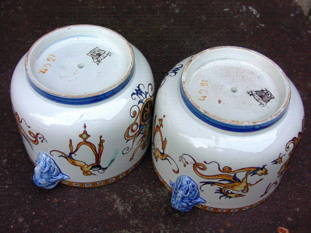 Pair Of Small Plant Pots (ht 10.5 Cm.) Giens Renaissance Decor-photo-1