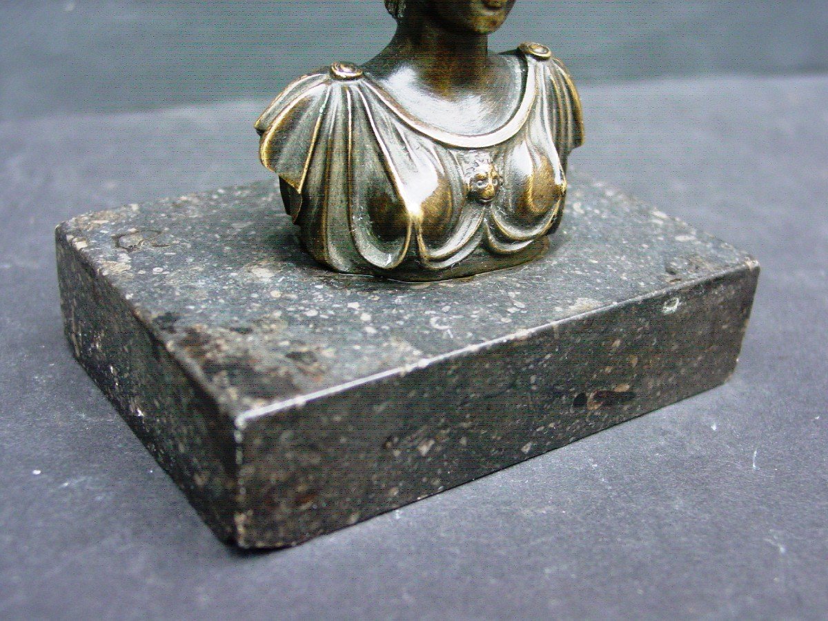 Petit Buste d' Athéna en Bronze D’après l'Antique Servant De Presse-papiers Grand Tour Du 19ème-photo-3