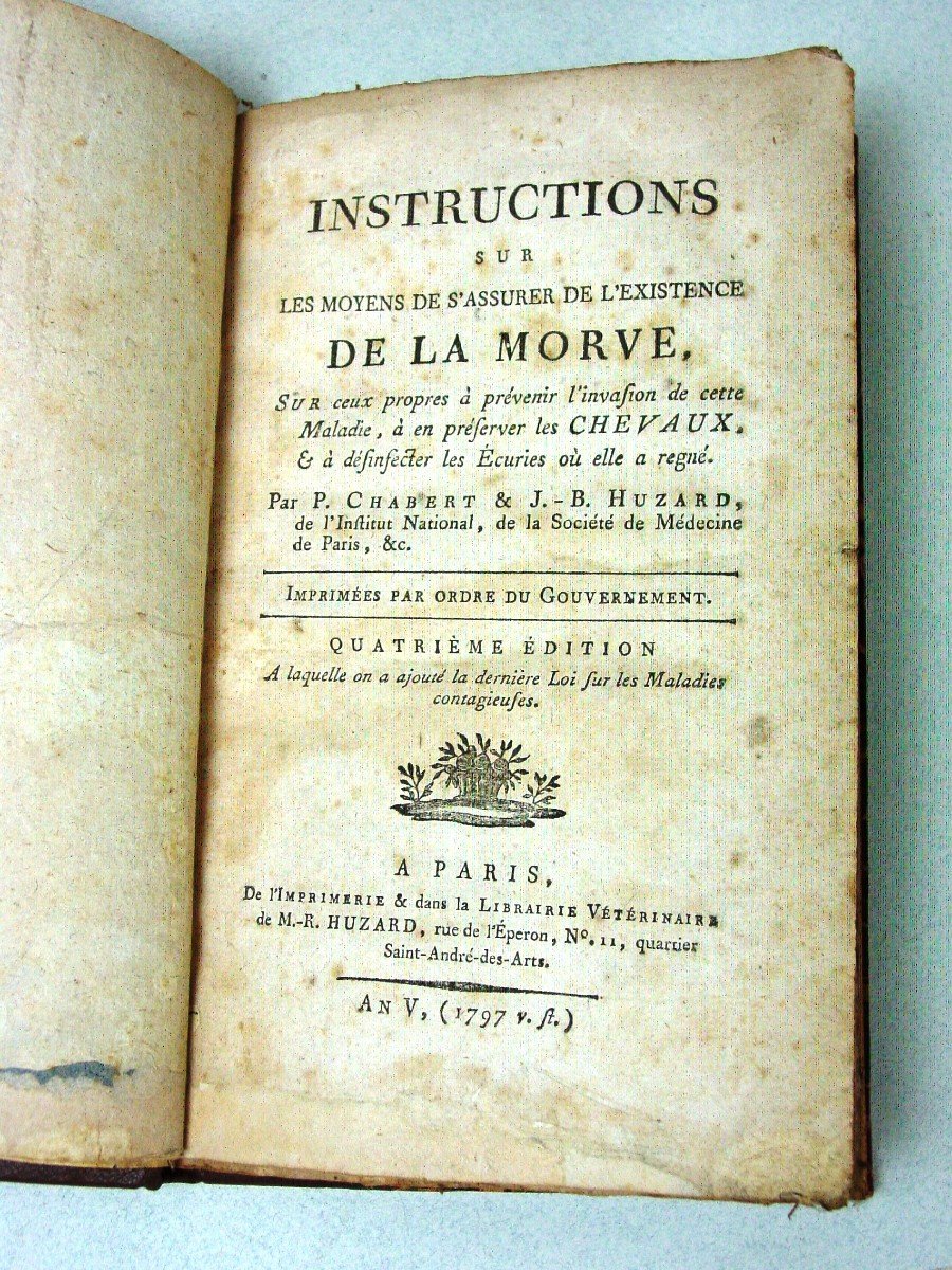 Cheval Instructions Sur Les Moyens De S Assurer De l'Existence De La Morve Par Chabert & Huzard-photo-2