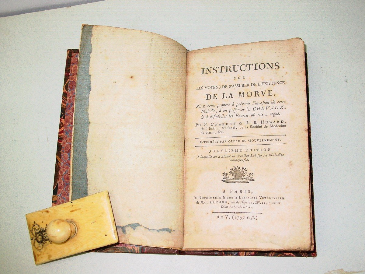 Cheval Instructions Sur Les Moyens De S Assurer De l'Existence De La Morve Par Chabert & Huzard