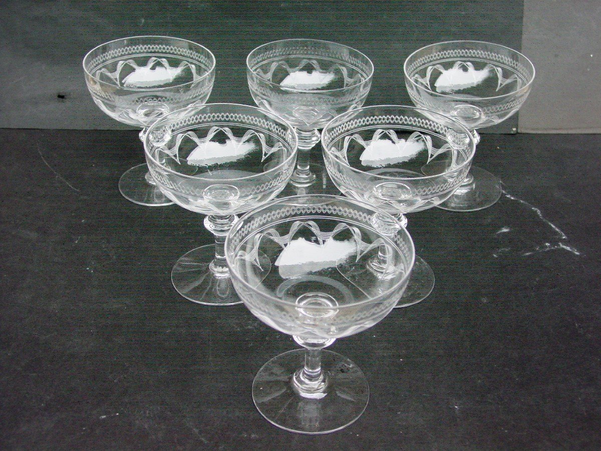 6 Baccarat Crystal Champagne Glasses-photo-2