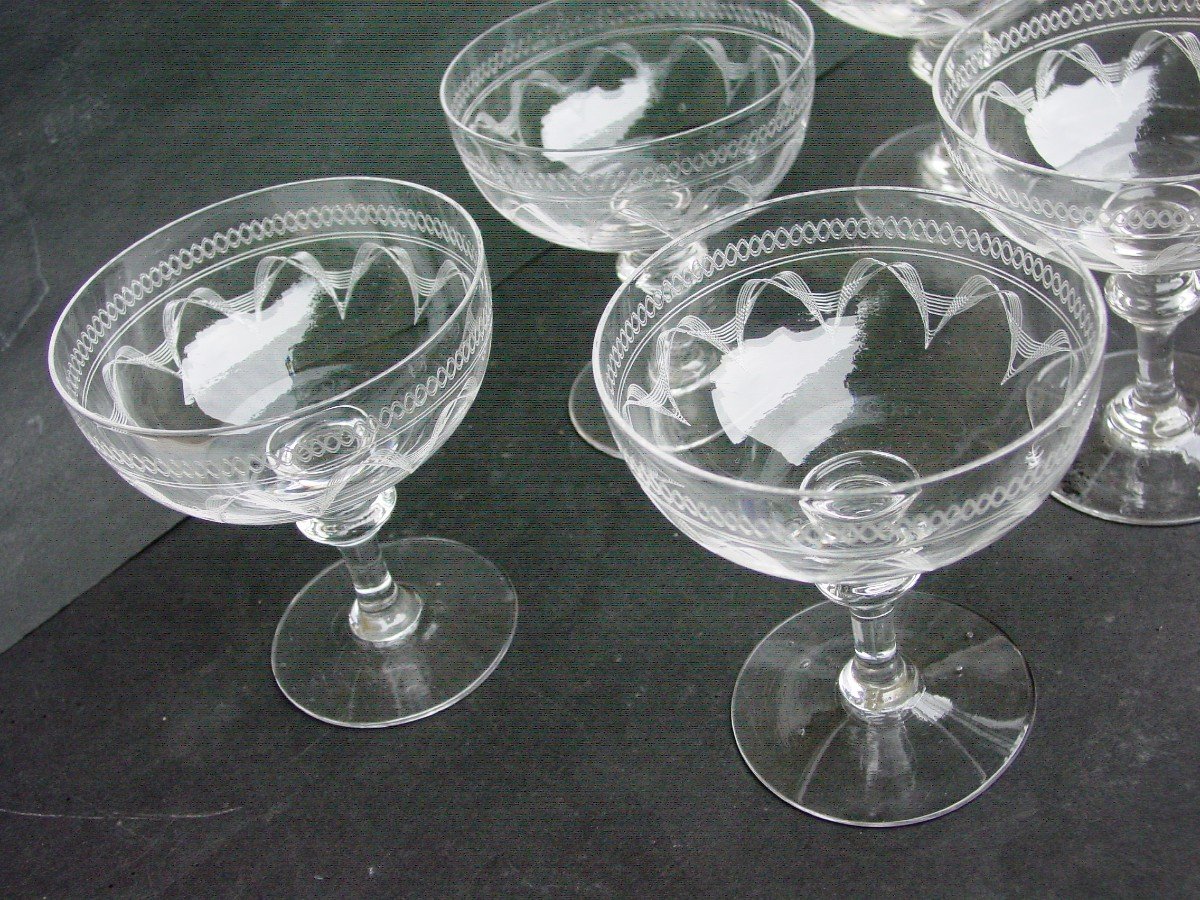 6 Baccarat Crystal Champagne Glasses-photo-3