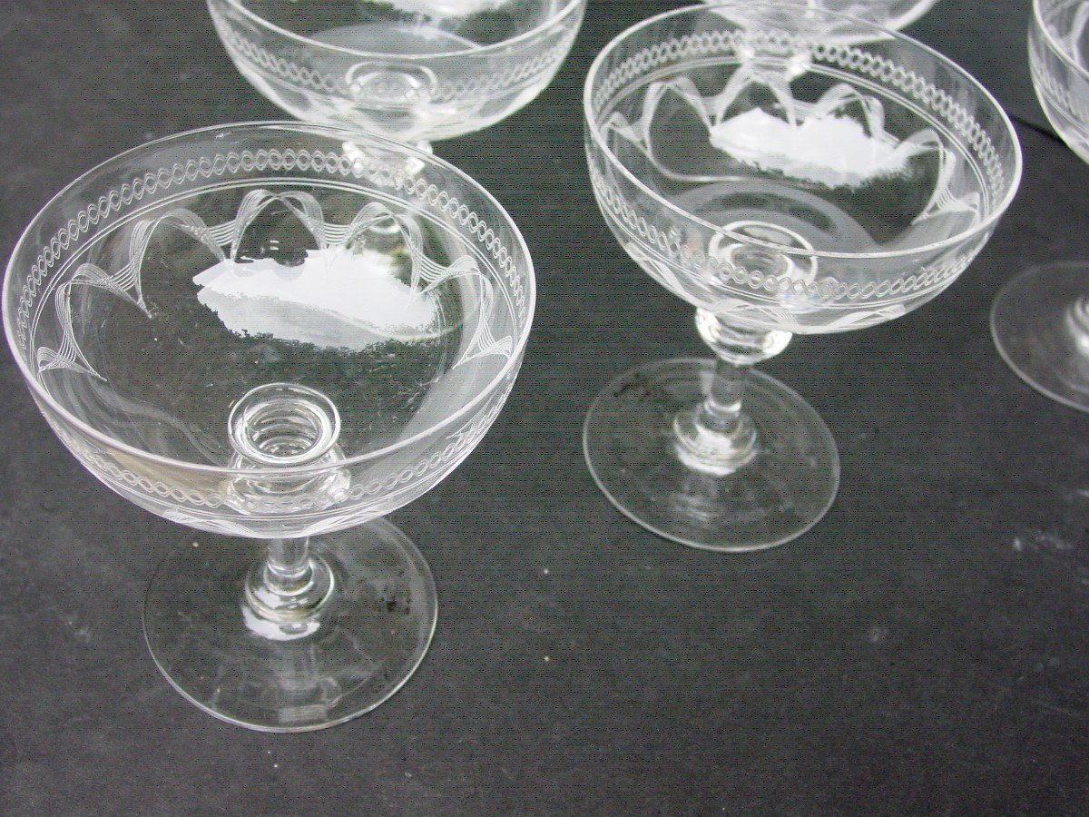 6 Coupes à Champagne  En Cristal De Baccarat-photo-4