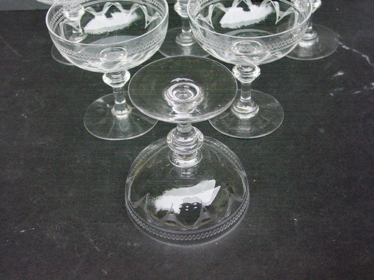 6 Baccarat Crystal Champagne Glasses-photo-2