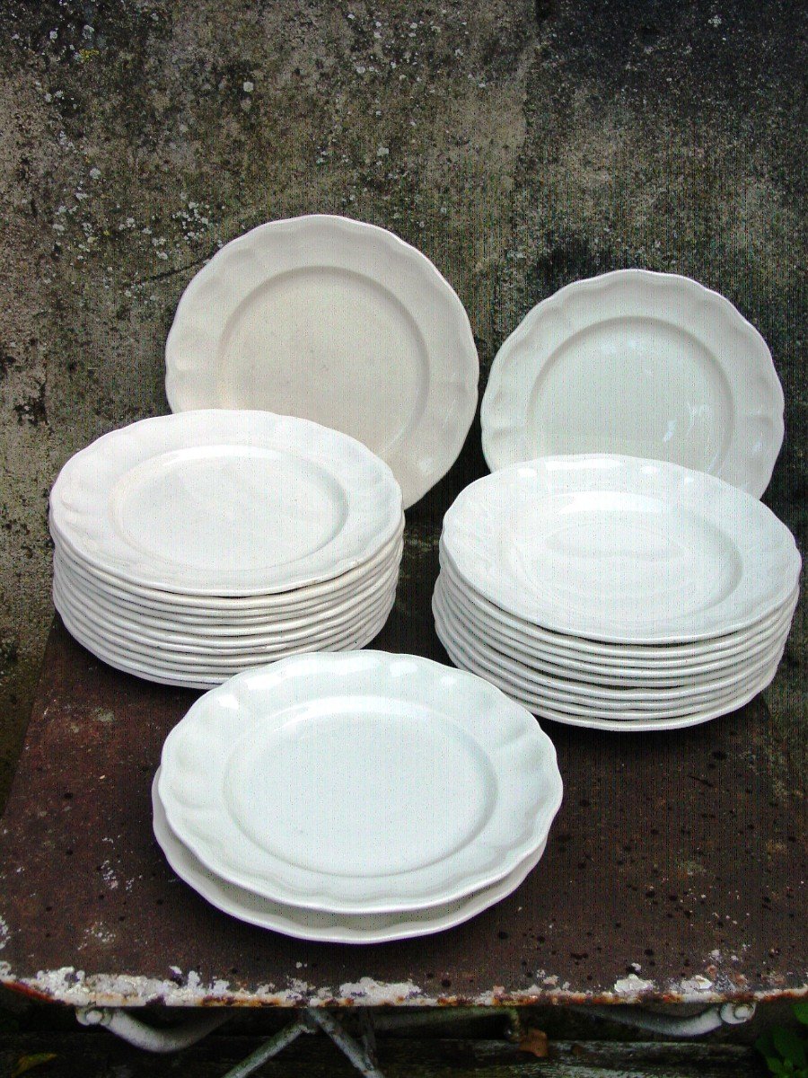 Ensemble De 25 Assiettes En Demi-porcelaine De Kg Lunéville