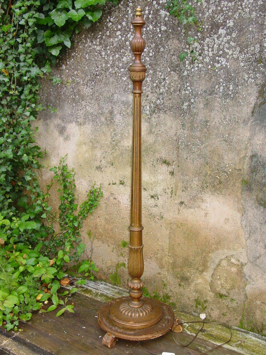 Louis XVI Floor Lamp Third Republic Mordore Wood Bronze