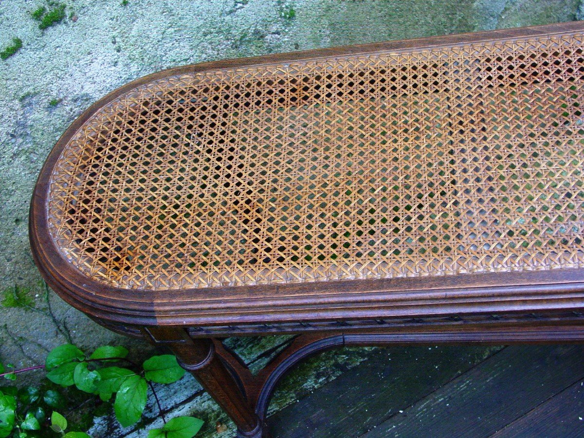 Small Bench (l. 97 Cm.) Louis XVI Style Cane Circa 1900 Beautiful Original Condition Piano-photo-1