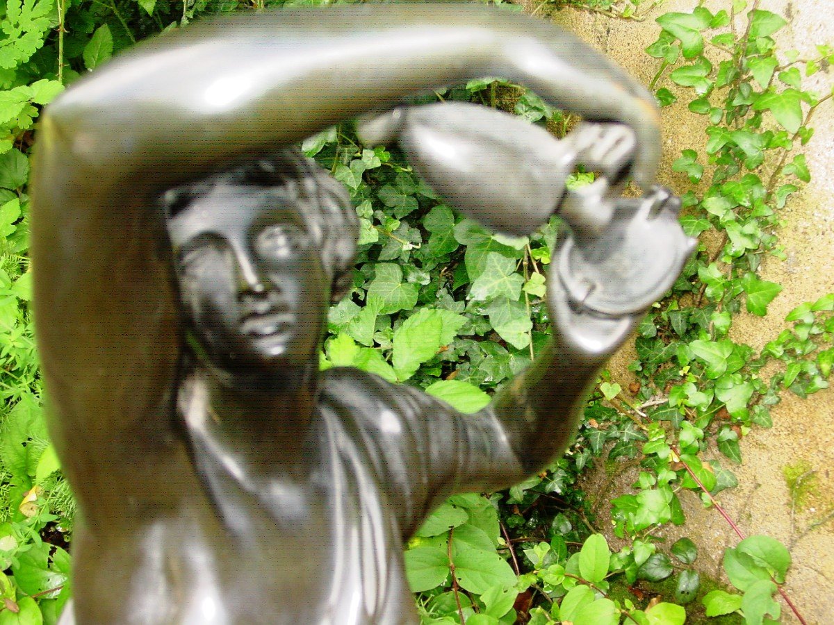 Gd (90 Cm.) Bronze De Hébé, Fille De Zeus d'Aprés Clodion ( 1738- 1814)-photo-2