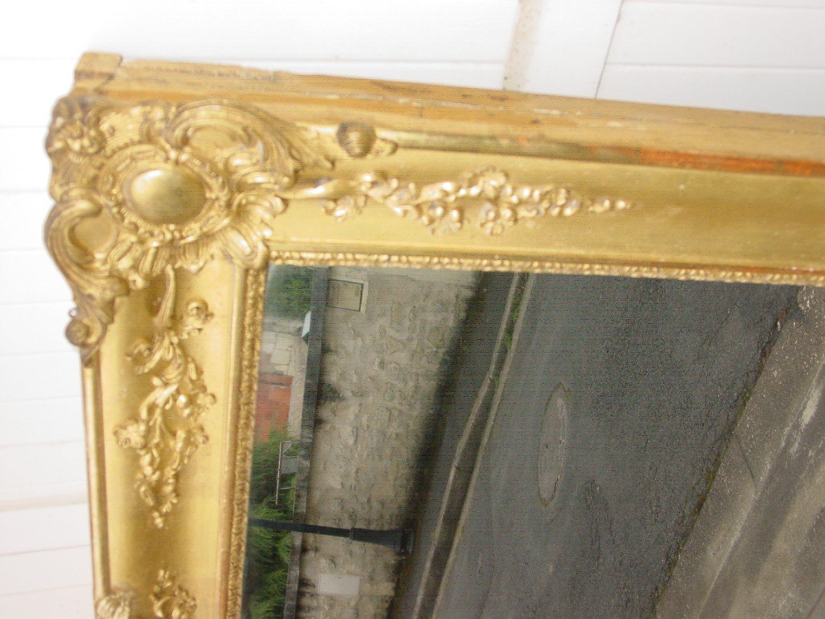 Large Golden Ice Mirror (153 X 98 Cm.), Empire Restoration Period-photo-2