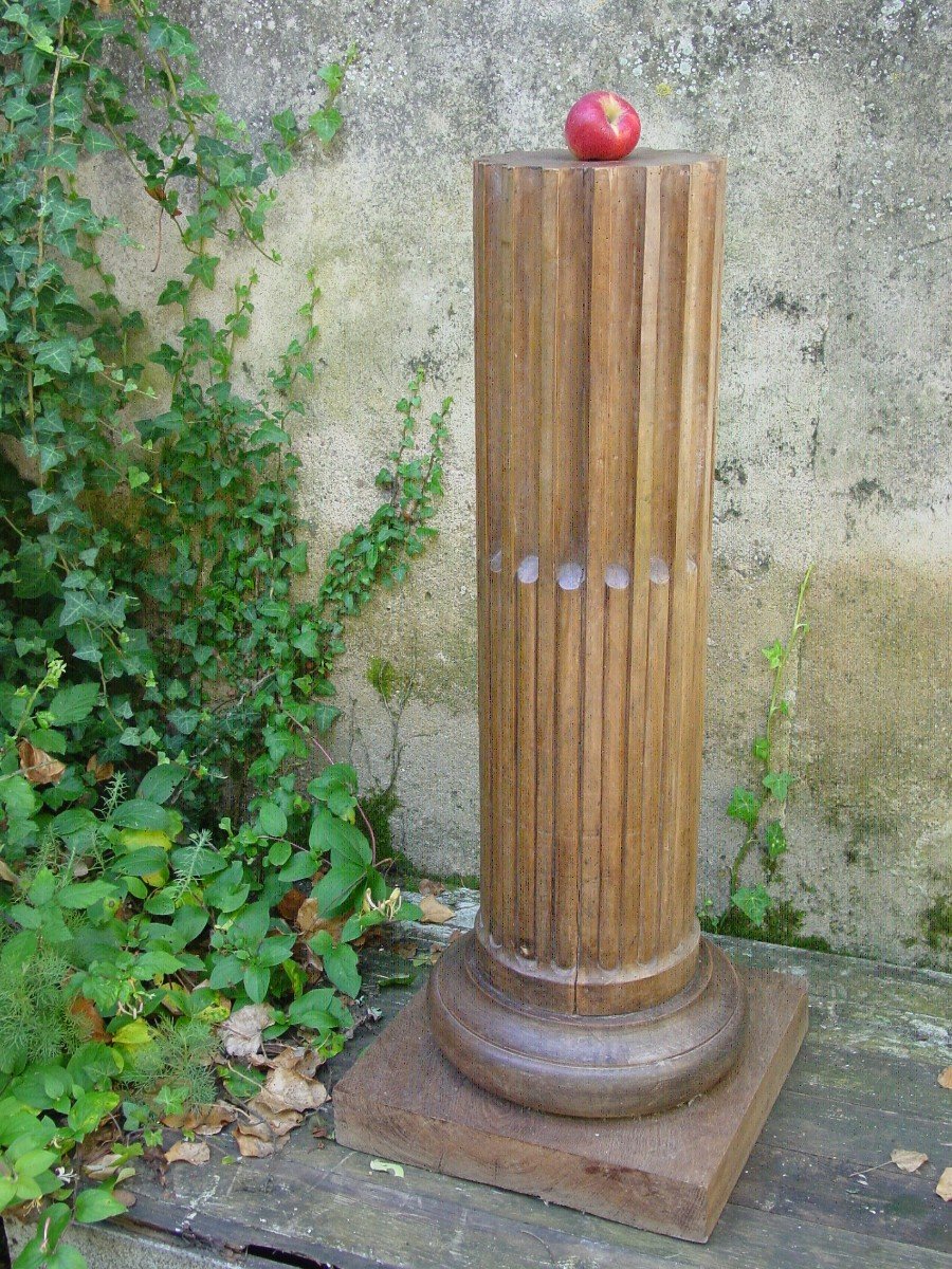 Sheath, Truncated Pedestal Column, In Waxed Walnut From The 19th-photo-2