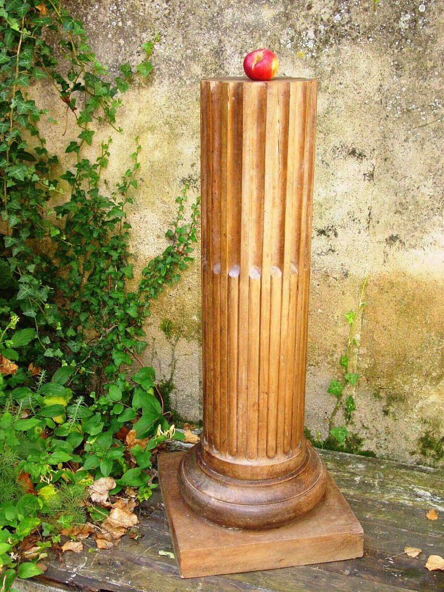 Sheath, Truncated Pedestal Column, In Waxed Walnut From The 19th-photo-4