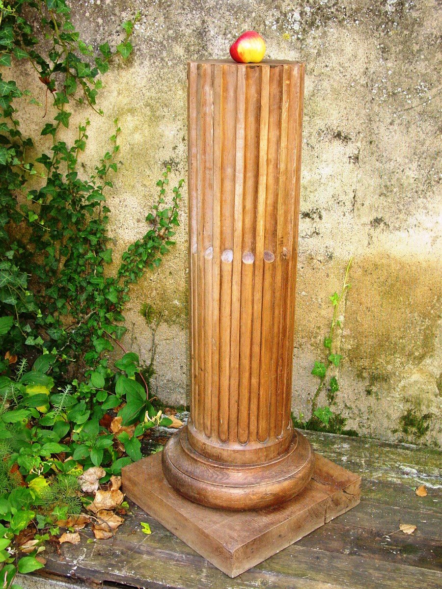 Sheath, Truncated Pedestal Column, In Waxed Walnut From The 19th-photo-1