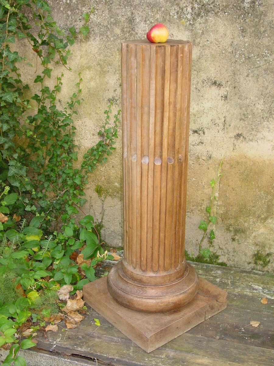 Sheath, Truncated Pedestal Column, In Waxed Walnut From The 19th-photo-2