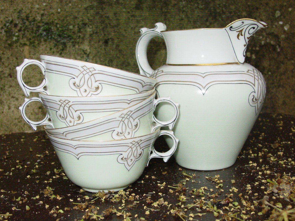 Coffee Service Around 1950 In Limoges Porcelain-photo-5